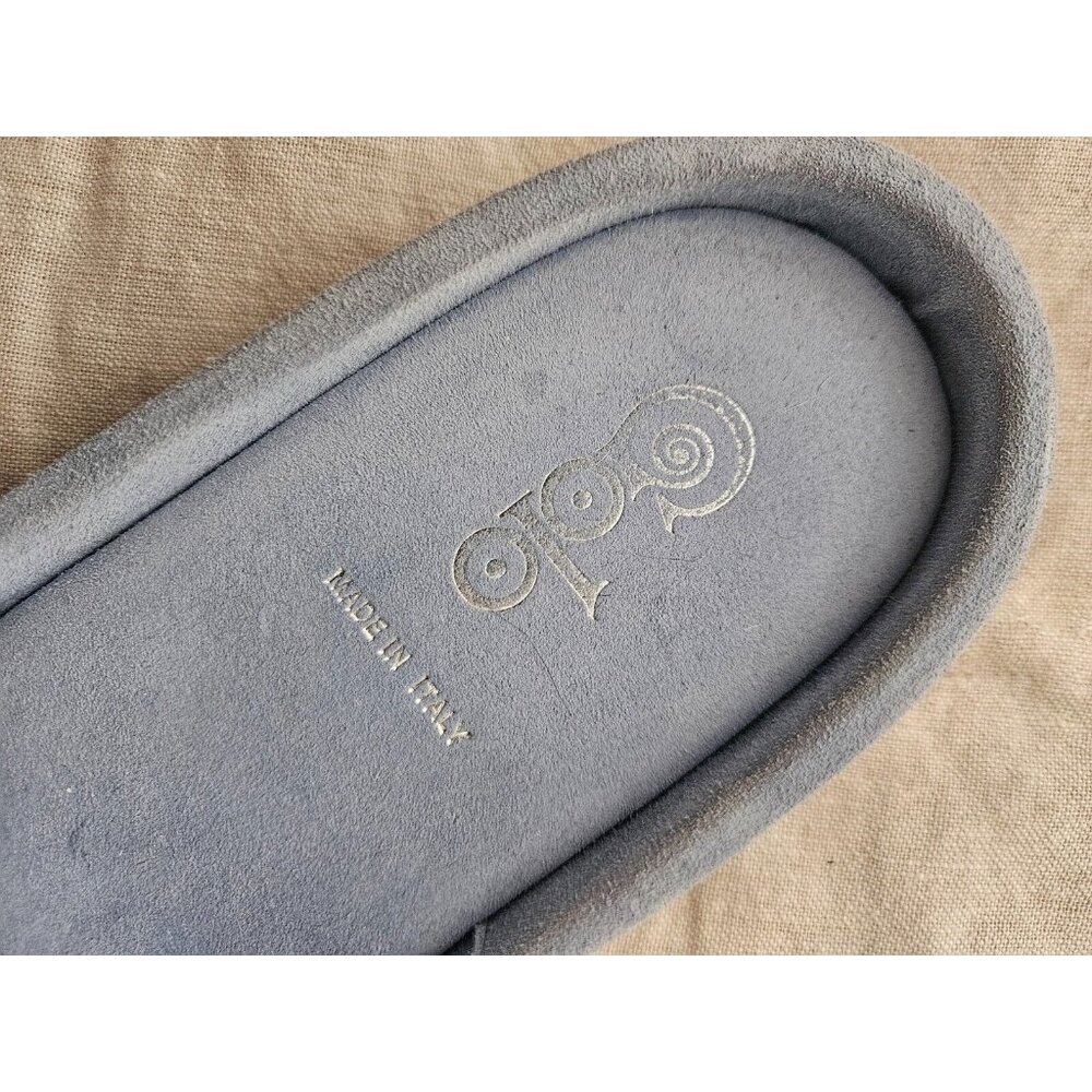 Golo Trieste Suede Slide in Celeste Blue with Gold Chain Link Accent Size 7 - Picture 6 of 7